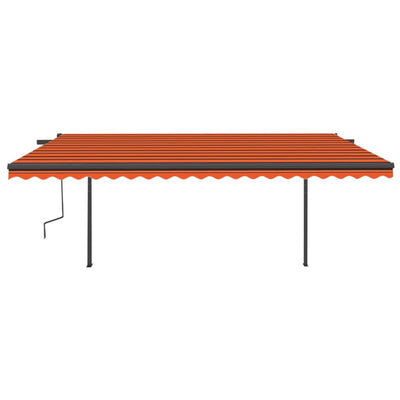 Manual Retractable Awning with LED 5x3 m Orange and Brown