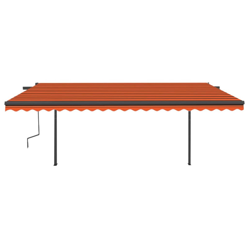 Manual Retractable Awning with LED 5x3 m Orange and Brown