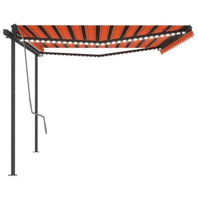 Manual Retractable Awning with LED 5x3 m Orange and Brown