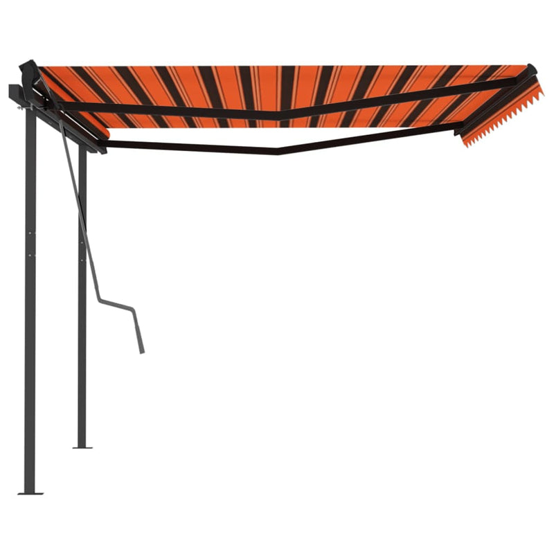 Manual Retractable Awning with Posts 4x3.5 m Orange and Brown