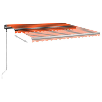 Manual Retractable Awning with Posts 4x3.5 m Orange and Brown