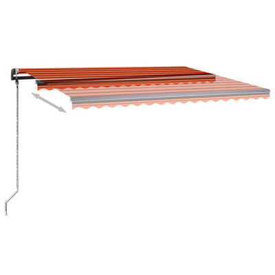 Manual Retractable Awning with LED 4x3.5 m Orange and Brown