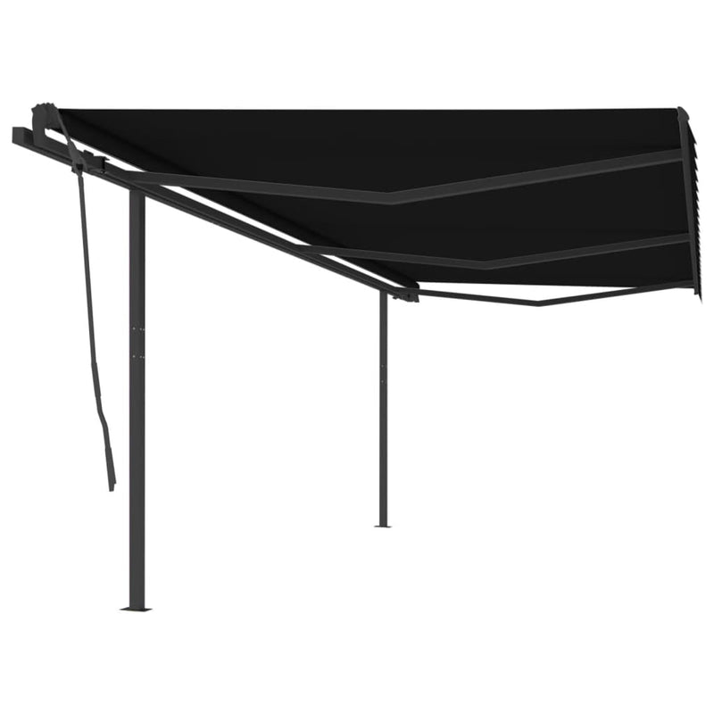 Manual Retractable Awning with Posts 6x3.5 m Anthracite