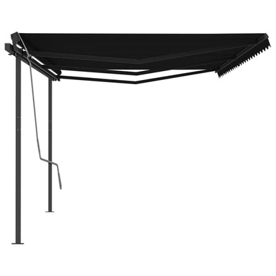 Manual Retractable Awning with Posts 6x3.5 m Anthracite