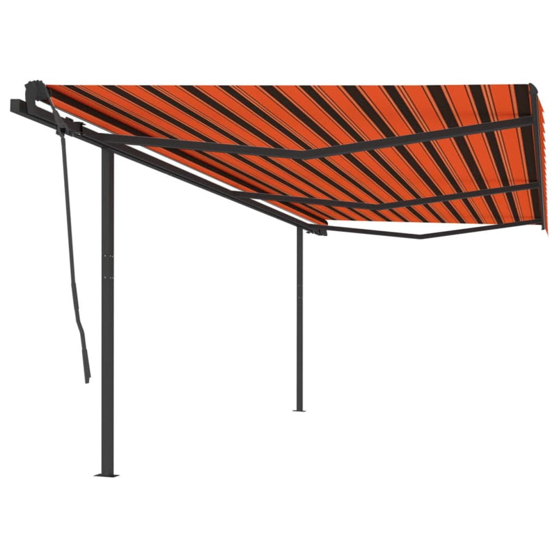 Manual Retractable Awning with Posts 6x3.5 m Orange and Brown