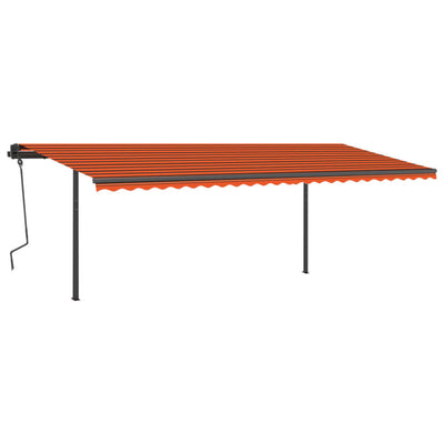 Manual Retractable Awning with Posts 6x3.5 m Orange and Brown