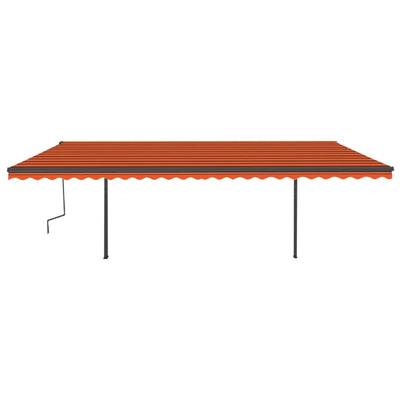 Manual Retractable Awning with Posts 6x3.5 m Orange and Brown