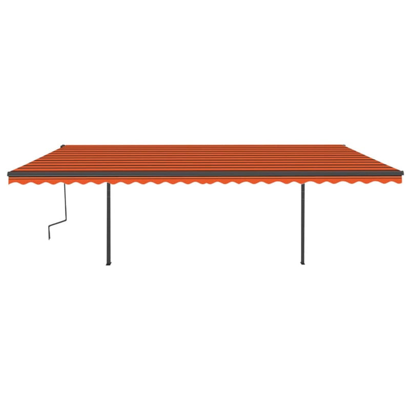 Manual Retractable Awning with Posts 6x3.5 m Orange and Brown