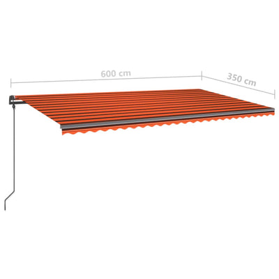 Manual Retractable Awning with Posts 6x3.5 m Orange and Brown