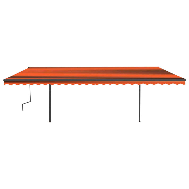 Manual Retractable Awning with LED 6x3.5 m Orange and Brown