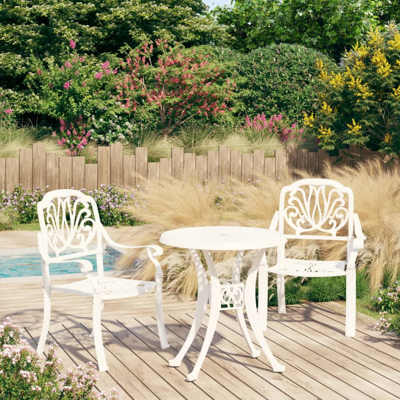 3 Piece Bistro Set Cast Aluminium White