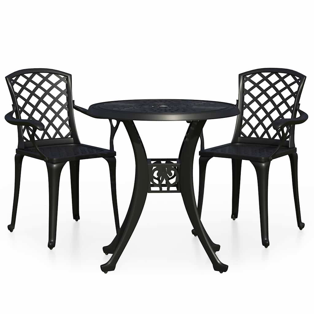3 Piece Bistro Set Cast Aluminium Black 2