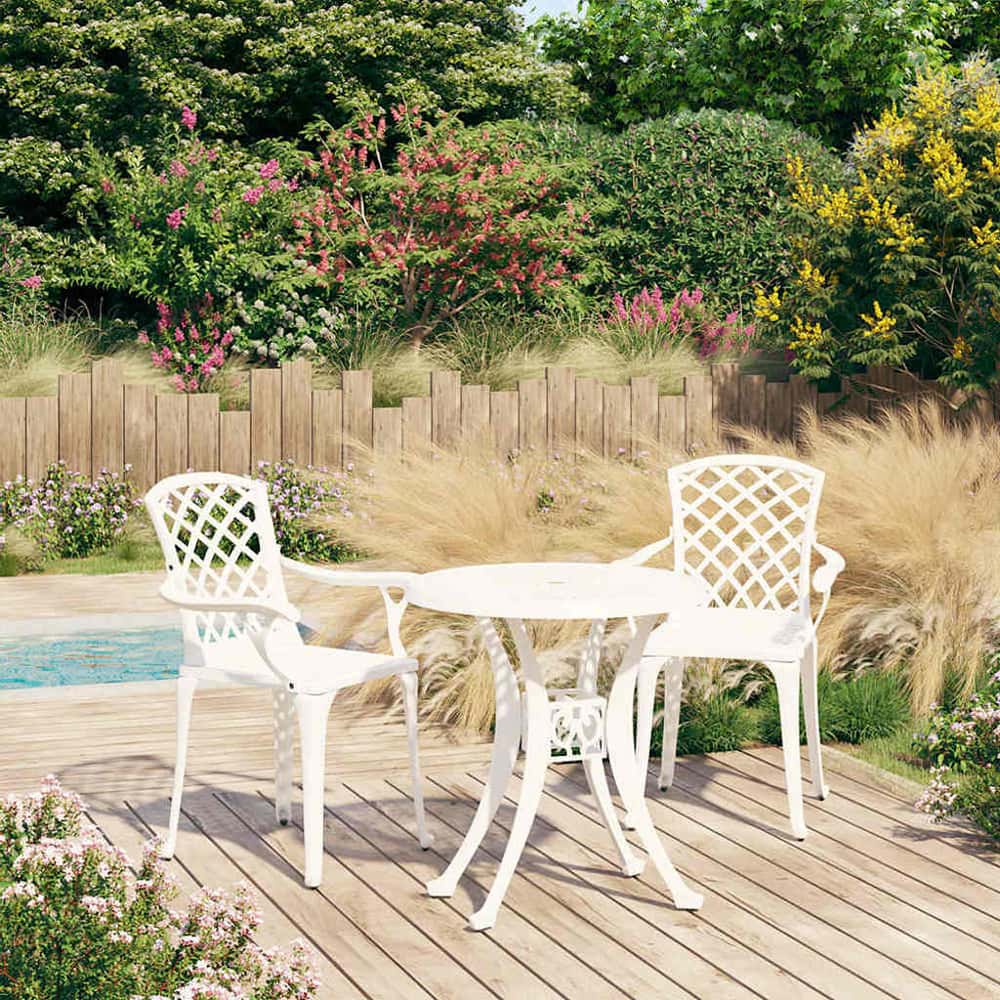 3 Piece Bistro Set Cast Aluminium White 2
