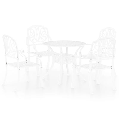 5 Piece Bistro Set Cast Aluminium White