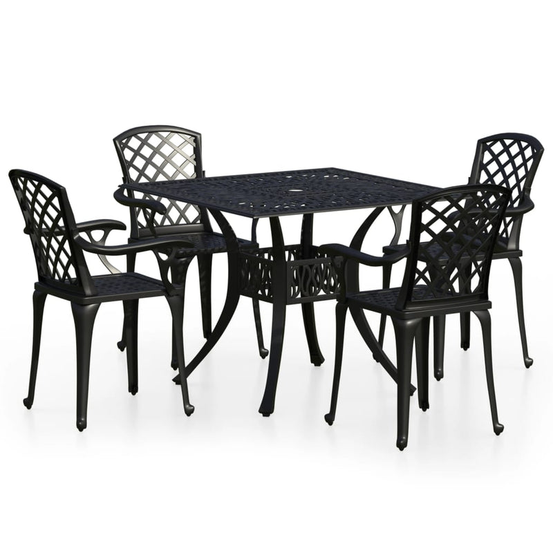 5 Piece Bistro Set Cast Aluminium Black