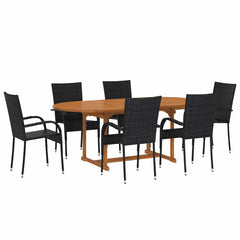 vidaXL 7 Piece Garden Dining Set Poly Rattan Black 2