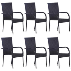vidaXL 7 Piece Garden Dining Set Poly Rattan Black 3