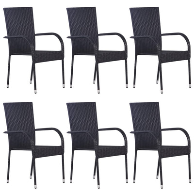 7 Piece Garden Dining Set Poly Rattan Black