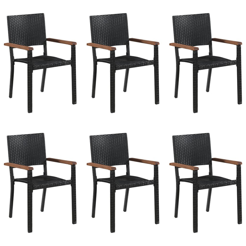 7 Piece Garden Dining Set Poly Rattan Black