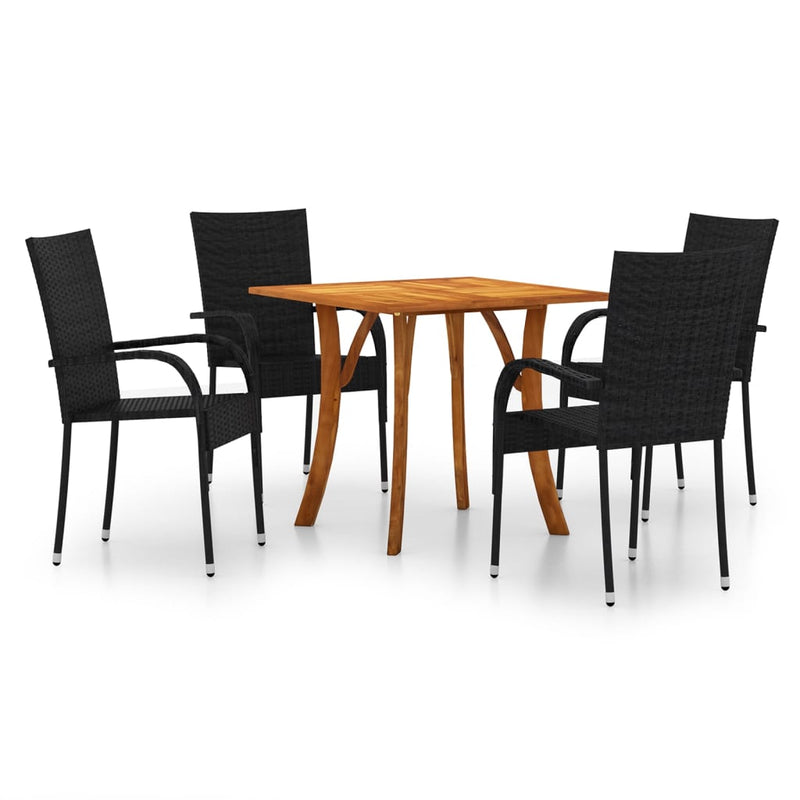 5 Piece Garden Dining Set Black