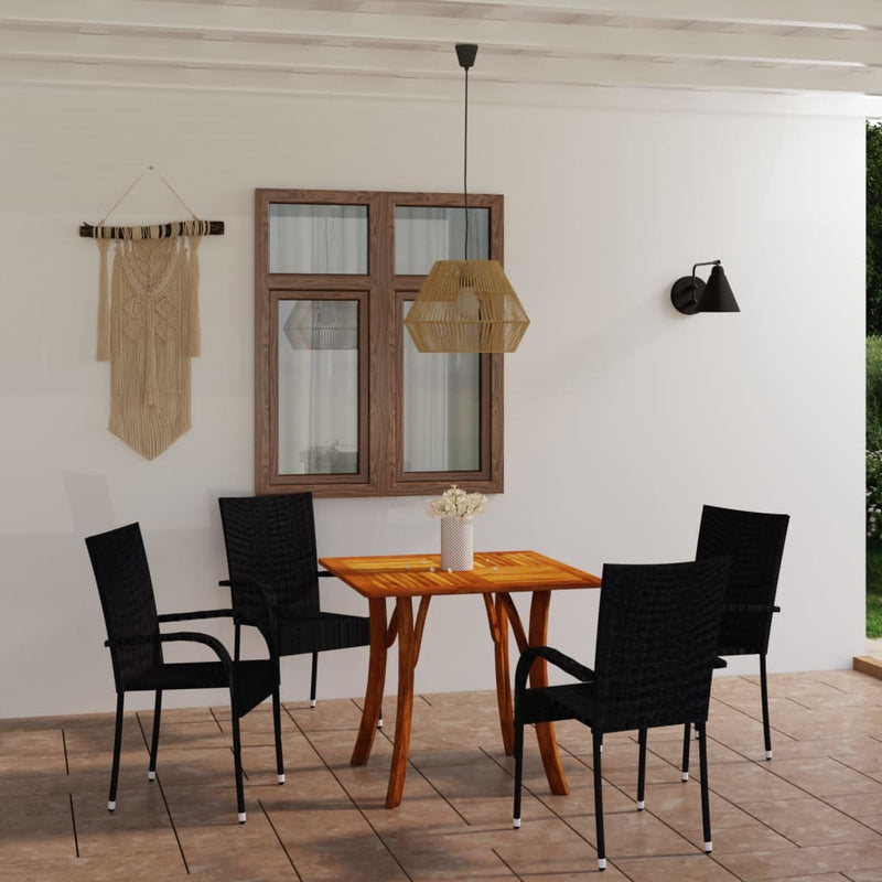 5 Piece Garden Dining Set Black