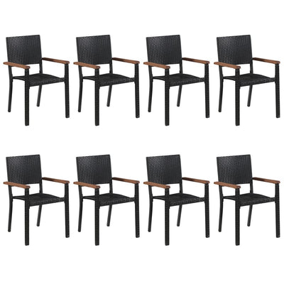 9 Piece Garden Dining Set Black