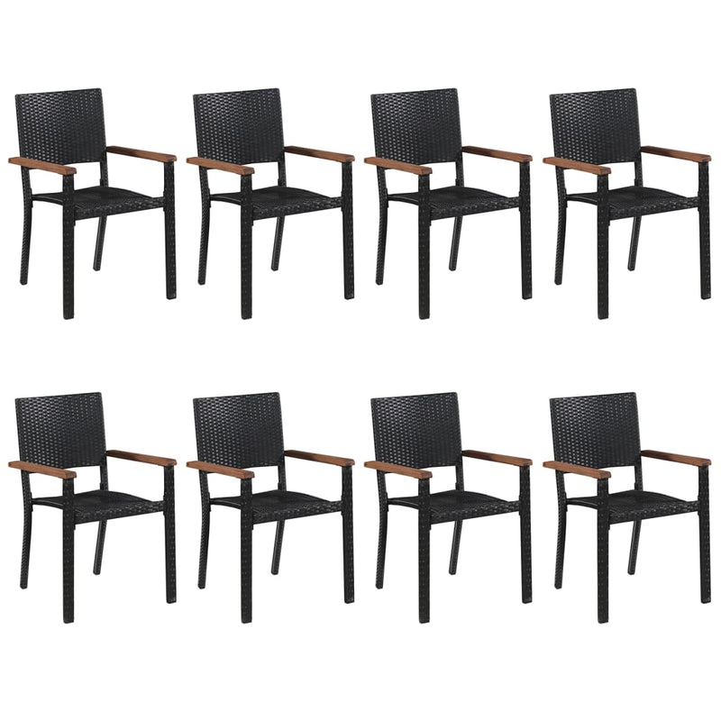 9 Piece Garden Dining Set Black