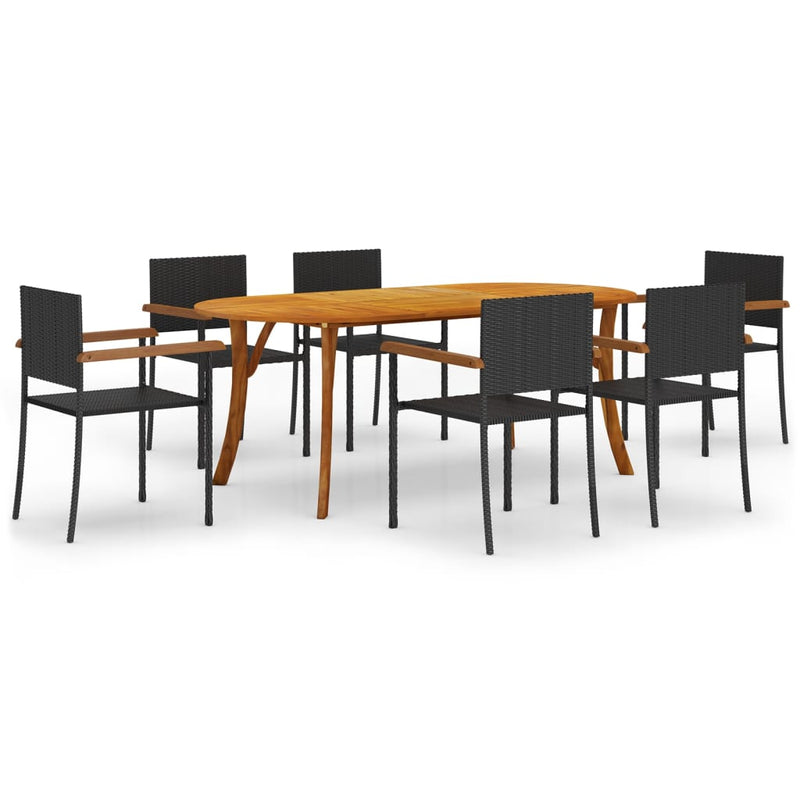 7 Piece Garden Dining Set Black