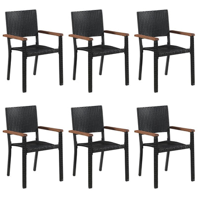 7 Piece Garden Dining Set Black