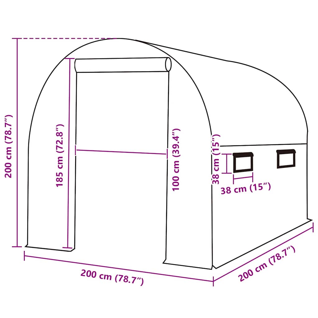 Greenhouse Replacement Cover (9 m²) Green 200 cm 200 cm