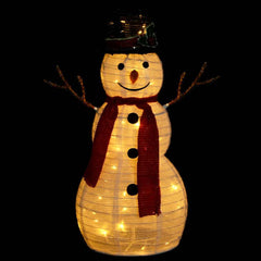 329759 vidaXL Decorative Christmas Snowman Figure with LED Luxury Fabric 60cm 3