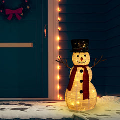 329759 vidaXL Decorative Christmas Snowman Figure with LED Luxury Fabric 60cm 1