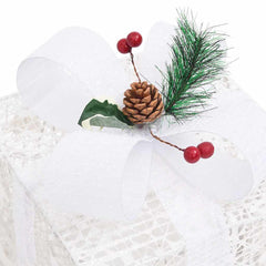 329766 vidaXL Decorative Christmas Gift Boxes 3 pcs White Outdoor Indoor 6