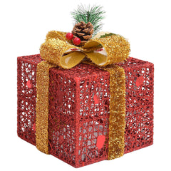329767 vidaXL Decorative Christmas Gift Boxes 3 pcs Red Outdoor Indoor 5
