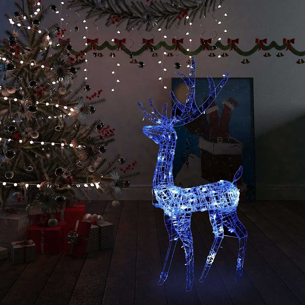 Acrylic Reindeer Christmas Decoration 140 LEDs 128cm Width 70 cm Blue