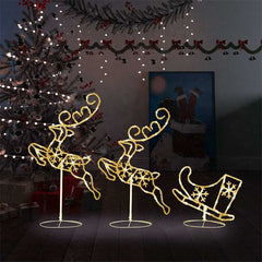 vidaXL Acrylic Christmas Flying Reindeer&Sleigh 260x21x87cm