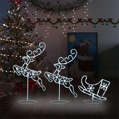 vidaXL Acrylic Christmas Flying Reindeer&Sleigh 260x21x87cm