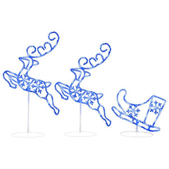 Acrylic Christmas Flying Reindeer&Sleigh 260x21x87cm Blue