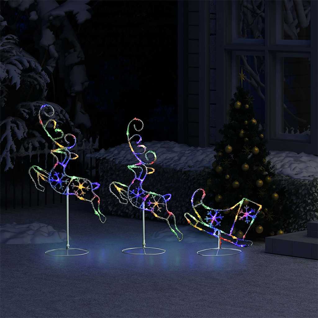 vidaXL Christmas Reindeer & Sleigh | White | Acrylic | Large 3