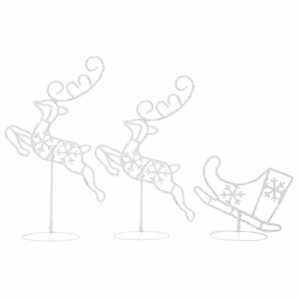 vidaXL Christmas Reindeer & Sleigh | White | Acrylic | Large 4