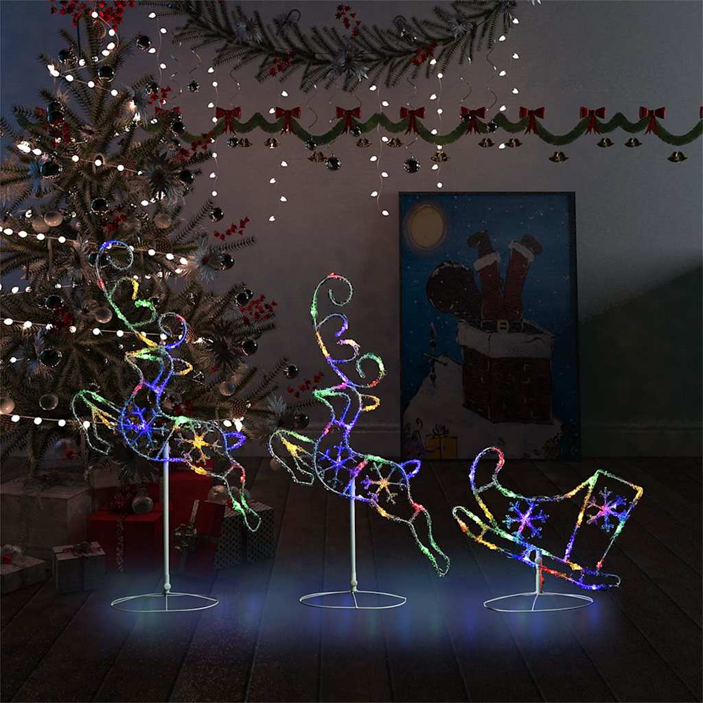 vidaXL Christmas Reindeer & Sleigh | White | Acrylic | Large 1