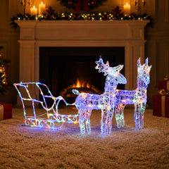 Reindeers & Sleigh Christmas Decoration 320 LEDs Acrylic Multicolour 43 x 11 x 55 cm (2 pcs)