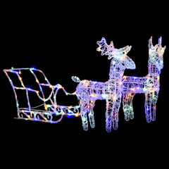 vidaXL Reindeer And Sleigh Christmas Decoration | Colourful 3