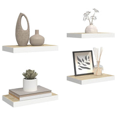 vidaXL Floating Wall Shelves 4 pcs Oak and White 40x23.5x3.8 cm MDF 5