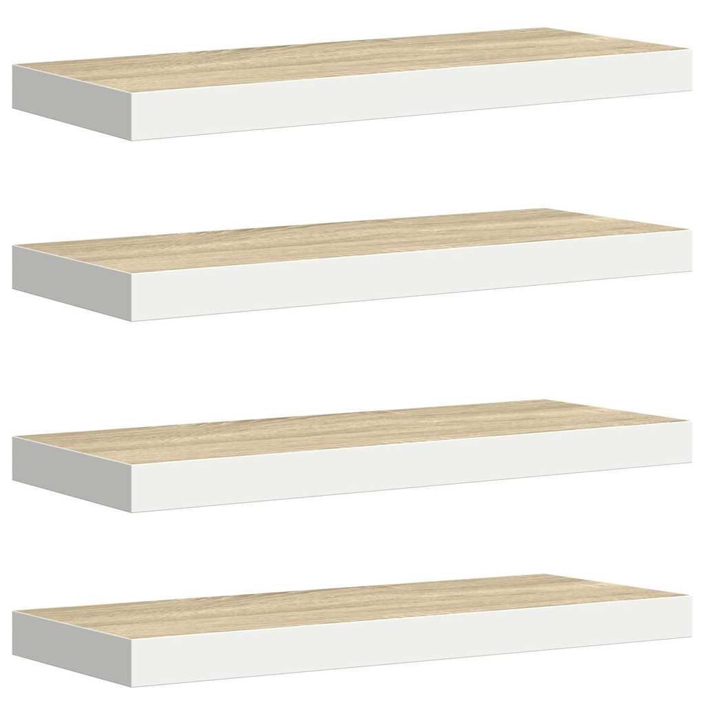vidaXL Wall Shelf | Set of 4 | Oak and White | Honeycomb MDF, Metal | Standard 2