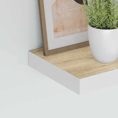 vidaXL Wall Shelf | Set of 4 | Oak and White | Honeycomb MDF, Metal | Standard 4