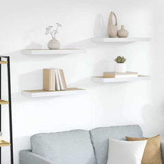 vidaXL Wall Shelf | Set of 4 | Oak and White | Honeycomb MDF, Metal | Standard 1