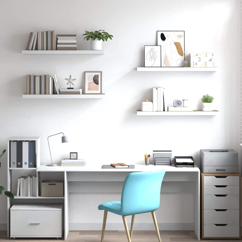 Floating Wall Shelves 80x23,5x3,8 cm MDF 4 80 x 23.5 x 3.8 cm Oak and white