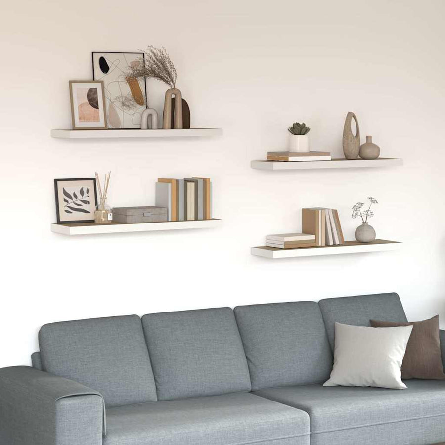 326581 vidaXL Floating Wall Shelves 4 pcs Oak and White 80x23,5x3,8 cm MDF 1