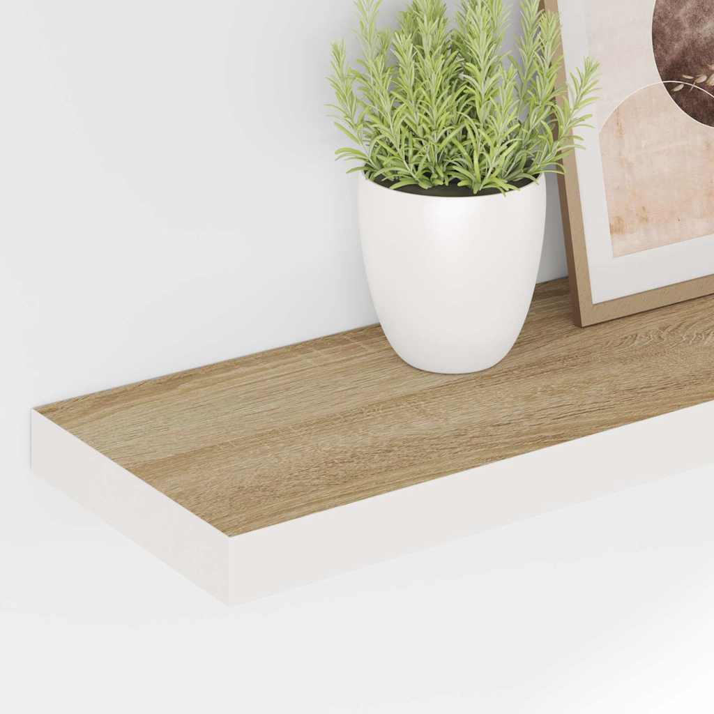 vidaXL Wall Shelf | Oak and white | Honeycomb MDF, metal | Medium 4